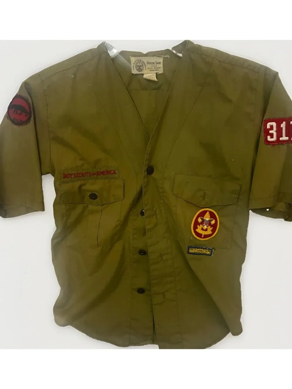 Vintage 50s 60s Boy Scouts BSA Uniform Summer Shirt Troop 317.      B